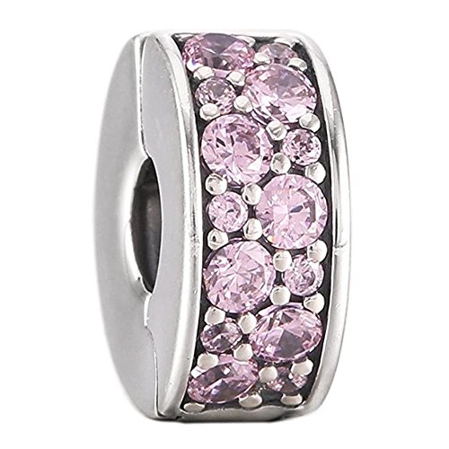 Pandora Clip / Stopper Silber "Pave-Glanz" rosa 791817PCZ