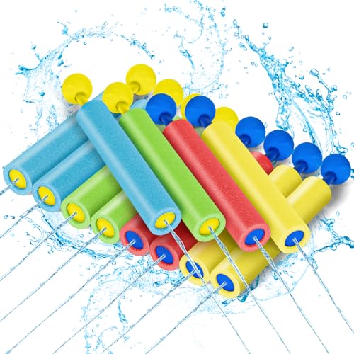 Lehoo Castle Wasserpistole Kinder, 12 Stück Wasserspritze, 9,1 m Reichweite Wasserpistol Schaumstoff, Wasserspritzpistole, Wasserspielzeug Kinder