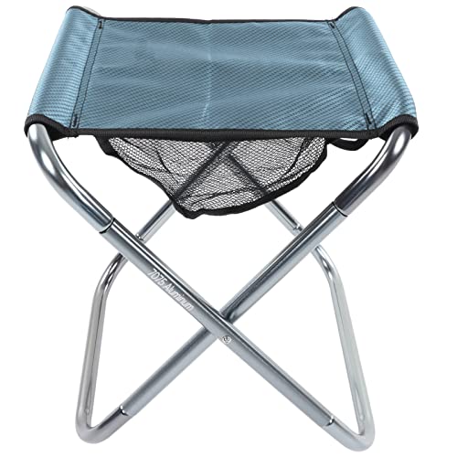 HEEPDD Klapphocker, Plus Size Tragbarer Klapphocker im Freien mit unterer Tasche Design Aluminiumlegierung Zug Malerei Camping Klapphocker für Picknick Reise Erwachsenes Fischen (Wunderschönes Blau)