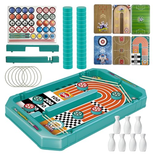 Golgner 6 in1 Hockey Brettspiel, Sling Puck Spiel, Brettspiel Hockey, Fast Sling Puck Game, mit Fußball Basketball Hockey Bowling, für Kinder Erwachsene Familie Partyspiele