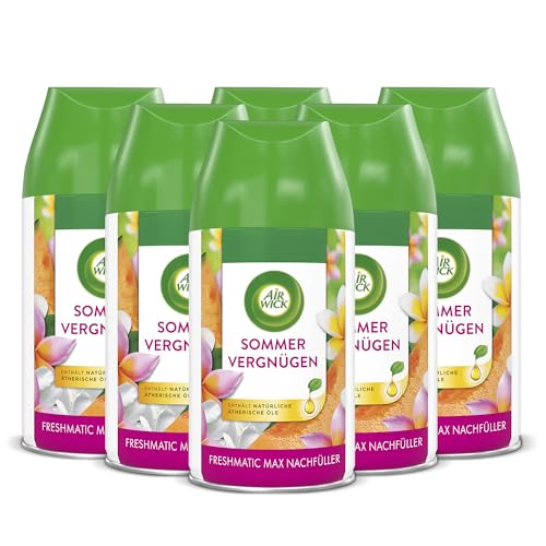 Air Wick Freshmatic Max Raumspray – Nachfüller für den Air Wick Freshmatic Max – Duft: Sommervergnügen – 6 x 250 ml Nachfüller