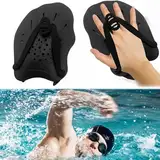 GEFIRE Paddles Schwimmen, Unisex Hand Paddle für Schwimmen Schwimm Paddles, Hand Paddle Trainingshilfe, Zubehör für Schwimmbecken-Trainingsgeräte, Erwachsene, Kinder, Unisex（Schwarz）