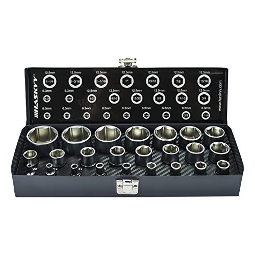 24tlg Zoll Stecknüsse I Harley-Zoll-Steckschlüssel I 5/32" - 1.1/4" Nusskasten I Werkzeug Satz I Harley-Schlüssel-Nüsse 24-tlg