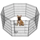 Yaheetech 8-TLG Welpenlaufstall 76cm hoch Welpenauslauf für Hunde Wohnung & Garten, faltbar, Freilaufgehege Welpenzaun mit Tür, Aufbau werkzeugfrei