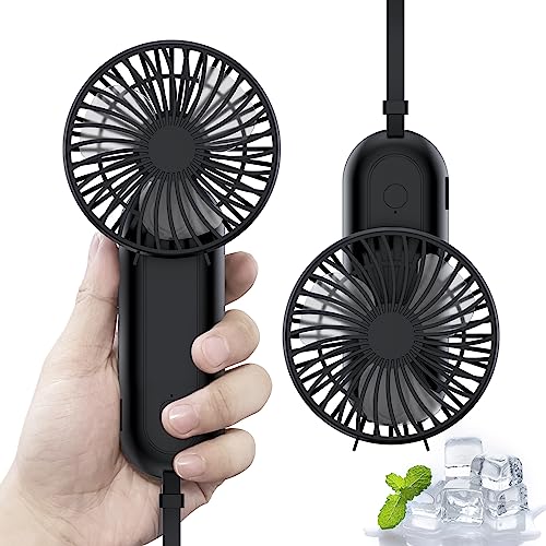 APPFUSHI Handventilator Mini Ventilator Tragbarer Wiederaufladbar USB Ventilator mit Powerbank, 4 Geschwindigkeiten, Kleiner Taschenventilator-Schwarz