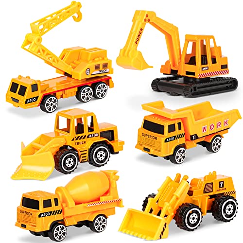 Dreamon Spielzeugautos Bagger Baustellenfahrzeuge Kinder Lastwagen LKW Baufahrzeuge Fahrzeuge Spielzeug Set Mini Cars für Kinder ab 3 Jahren,6 Pcs Weihnachten Geschenke
