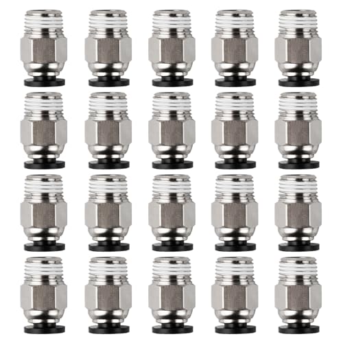 20 Stück PC4-M10 Stecker, PC4-M10 Gerade Pneumatikkupplung, PC4-M10 Pneumatik Verbinder, PC4-M10 Gerader Pneumatischer Anschluss für 3D-Drucker, Schnellverschraubung, Gewinde M10