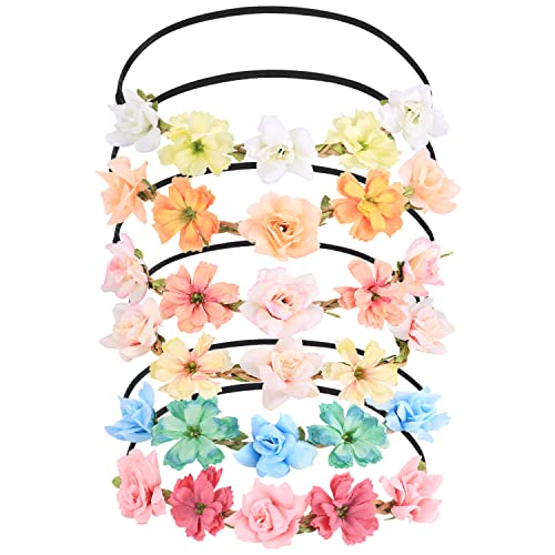 6 Stk Blumenkränze fürs Haar, Blumen Stirnbänder, Haarbänder Floral Girlande, Braut Haarschmuck Blumenkränze für Damen Mädchen Festival Party Hochzeit Strand Geburtstag