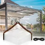 Abdeckplane Wasserdicht 2x3m Transparente Plane mit Ösen Plane Durchsichtig für Außenbereich Gewächshaus Wintergarten Pet Hutch Dach mit 5m Bindeseil und 10 x Planenspanner
