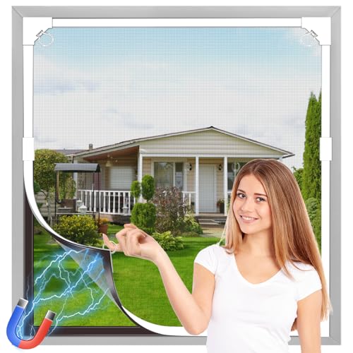 OWYR Fliegengitter Fenster Magnet, DIY 100 x 100 cm Fliegengitter Insektenschutz Fenster Fenster DIY-Verstellbares Magnetisches Fliegengitter mit feinem Glasfaser-Mesh