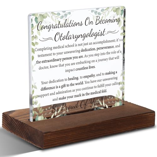 XXD92 Otolaryngologen Geschenke für HNO-Arzt, Abschlussgeschenke für HNO-Arzt, Glückwunschgeschenk für HNO-Arzt, modernes Acryl-Schreibtischschild, 10 x 10 x 1,5 cm, XXD92