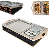 CAWI BBQ-Boards HeatBoard – Speisenwärmer für Grillabende | BBQ Servierplatte mit Edelstahlauflage & Teelichtfunktion | Warmhalteplatte für Fleisch & Beilagen | Grillzubehör mit Stil