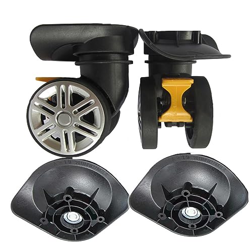 ZPECIAL 1 Paar Reparaturrollen für Reisekoffer, Ersatzrollen, A19, Koffer, Gepäck, Ersatzrollen, Reparaturzubehör, Stummschaltung, Bremsräder für Reisetasche, Bremsrad schwarz, Einheitsgröße