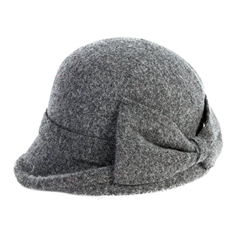 Comhats Wolle 1920s Retro Fedorahüte Kirche Hüte Frauen Filzhut Damen Klassisch Bowler Hut Grau
