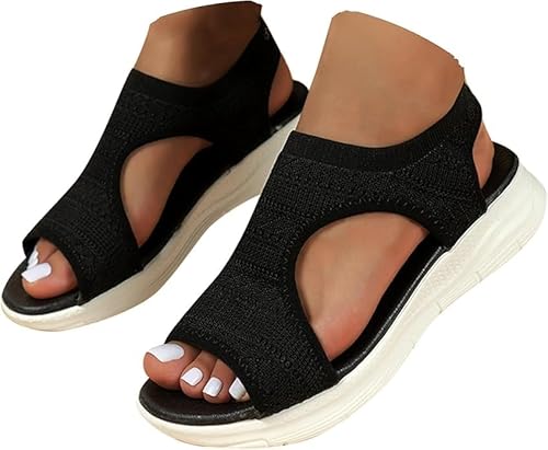LCpddajlspig Orthopädische Sandalen Damen, Sommerschuhe Damen, Sommer Schuhe Breite Füße Plateau Mit Fußbett Sommerschuhe Sommer Sandalen Weite Barfuss Slingback Offene Schuhe Strandsandalen