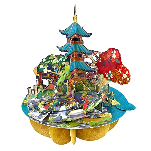 Santoro Pirouette, 3D-Pop-Up-Grußkarte – Japanischer Garten – für sie, für ihn, Geburtstag, Muttertag, Vatertag