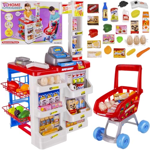 Supermarkt für Kinder Spielzeug Kaufladen mit Zubehör Groß 22374