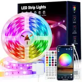 VKH LED Strip 10m, LED Streifen Bluetooth RGB LED Band 10m Selbstklebend mit Fernbedienung und APP, LED Lichterkette LED Beleuchtung für Zimmer Party