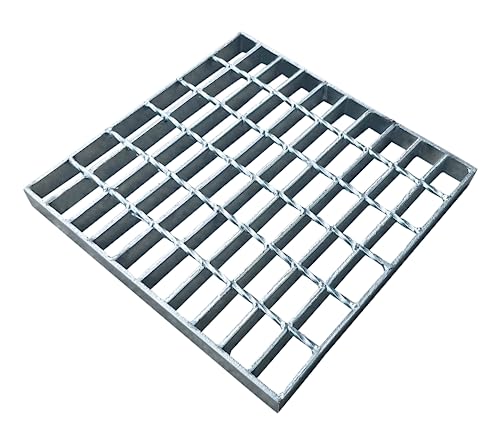 Natotela Gitterrost 300x300x30mm Abflussrost Verzinkt MW：25/45mm Rost für Zarge Einlaufrost für Auffangbecken Quadratisch Bau-Normrost für Lichtschacht Rostfrei für Dowmspout Garten Balkon Garage