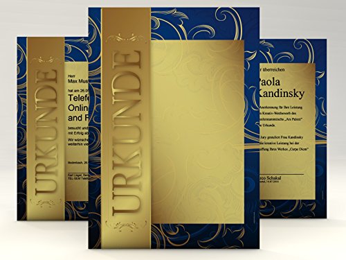 Urkundenpapier"Gold" 10 Blatt | klassisch | für Urkunden Zertifikate | DIN A4 190g/qm | hochwertig | Briefpapier | Kartonpapier | certificate paper | Blanko Urkunde | Anerkennung Papier