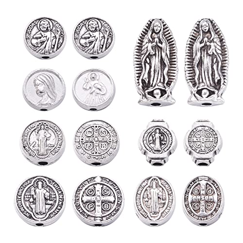 Pandahall 70 Stück Jesuskreuz Heilige Benedikt Medaille lose Perlen Jungfrau Maria Charms Abstandshalter für DIY Rosenkranz Halskette Armband religiöse Schmuckherstellung