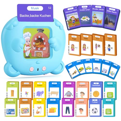 AHJ 510 Wörter Sprechende Lernkarten Deutsch, Lernkarten Deutsch 255 Blätter, Flash Karten Deutsch, Interaktives Sprachspiele Deutsch Interaktives Lernkarten für Kinder ab 2-6 Jahr