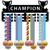 CREATCABIN Champion-Medaillenhalter,Medaillenaufhänger,Medaillenständer,Display,Sport-Metall-Hängeauszeichnungen,Eisen,Kleine Halterung Für,Heimabzeichen,Ruderrennen,Medaillengewinner,Schwarz,29x13cm