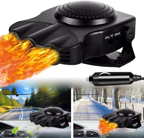 Mupkvy Auto Heizungs Defroster, Tragbarer Auto-Demister, 12 V, 150 W, Schnelles Aufheizen, Schnelles Auftauen, Defogger, Demister, Fahrzeug-Wärmekühllüfter, Auto-Windschutzscheiben-Keramikheizung