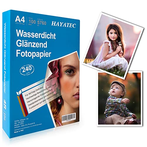 100 Blatt Fotopapier A4 hoch glänzend tintenstrahldrucker 240g/m² fotopapier Fotokarten Photokarten Sofort Trocken Wasserfest Hochweiß fotoblätter