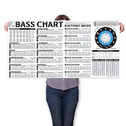 Bass Gitarre Tonleitern Poster, E-Bässe Skalen | Bassgitarre Arpeggios | Quintenzirkel | Bassgitarreübungen | Bass Gitarren Griffbrett Lernen, für anfänger Werde Meister des Bässe Gitarre Griffbretts