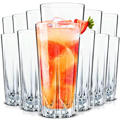 Konzept 11 -Cocktailgläser Set 12er 330ml, Trinkgläser Spülmaschinenfest, Geriffelte Gläser für Cocktails, Wasser, Saft, Mojito, Longdrinkgläser