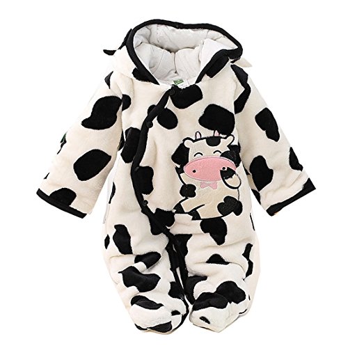 Gaorui Neugeborenes Unisex Baby Winter Overall mit Kapuze Strampler Fleece Onesie All in One Schneeanzug Outfits (Weiß, 0-3 Monate)