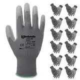 ANDANDA Arbeitshandschuhe, Arbeitshandschuhe Herren Damen mit Polyurethan(PU)-Beschichtung für Montagearbeit，Mechaniker, Gartenarbeit und Bauarbeiten,Gr. 10, 12 Paar