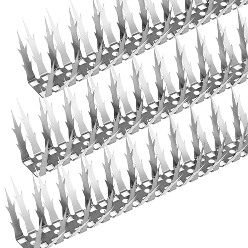 Quunoot 6M/20FT Taubenabwehr Spikes, 20Stück Edelstahl Vogelabwehr, Marderabwehr, Marderschutz Fallrohr Edelstahl, Katzenabwehrgürtel Kann Geschnitten Werden für Balkon Dach Garten Dachrinne