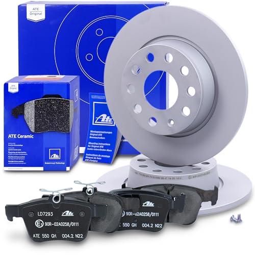 ATE Bremsenset Hinterachse inkl. Bremsscheiben hinten Ø 272 mm voll und Ceramic Bremsbeläge hinten Kompatibel mit AUDI A3, Q2, TT, SEAT ATECA, LEON, SKODA KAROQ, VW GOLF, TOURAN, T-ROC