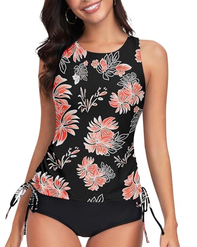 WOWENY Damen Tankini Oberteil Bikini Tank Top Bademode Crossback Strappy Swim Top Oberteil Schnell Trocknend Sommer Padded Swimsuit Shirt,RB-PP,M