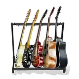Cocoarm Gitarrenständer 5 Gitarren 5 Fach Gitarrenständer Gitarrenstativ Stand Stativ Universal Gitarre Halterung für alle Arten Schwarz