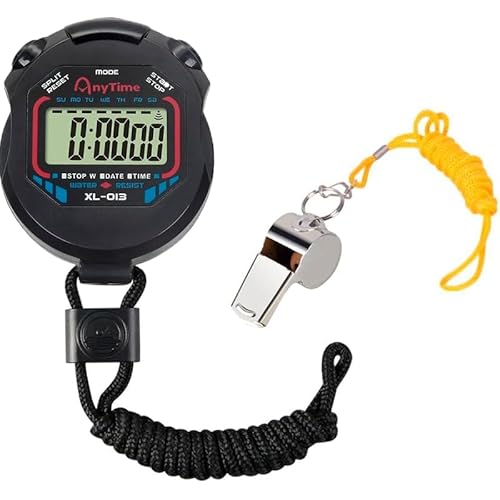CREADY® Stoppuhr Sport mit Edelstahlpfeife | Stoppuhr Digital für Fußball | Schwimmen oder Leichtathletik | Stoppuhr für Prüfungen mit Schiedsrichterpfeife | Stoppuhr Groß und Wasserdicht