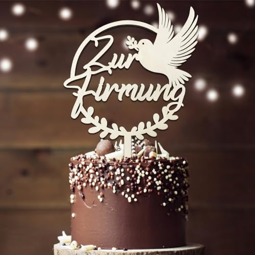Tortendeko Firmung, Cake Topper Zur Firmung aus Holz Deko Torte, Firmung Deko Junge Mädchen Geschenke Gastgeschenke
