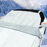 Frontscheibenabdeckung Winter Magnet, Dick Windschutzscheibenabdeckung mit Spiegelschuz,Scheibenabdeckung Auto Winter, Eisschutz Auto Frontscheibe Schneeabdeckung für SUV gegen Frost Sonne, 161x143cm
