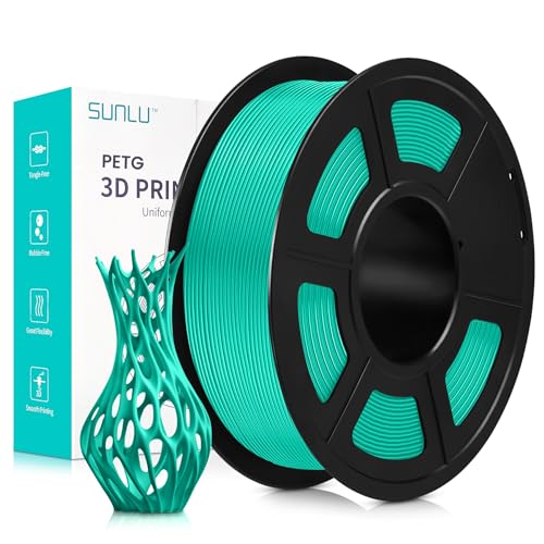 SUNLU PETG Filament 1,75 mm, 3D Druckerfilament PETG, Verbesserte Zähigkeit, Hohe Schlagfestigkeit, 3D Druckfilament 1,75 mm, Geeignet für die Meisten FDM 3D Drucker, 1kg Spule, Mintgrün