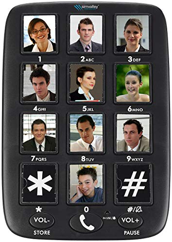 simvalley Communications Seniorentelefon: Senioren-Festnetz-Telefon mit 12 Foto-Schnellwahl-Tasten, Freisprecher (Seniorentelefon Festnetz, Großtastentelefon, Festnetztelefon für Demenzkranke)