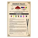 KWQDOZF Snooker-Wissen, Metall-Blechschilder, Snooker-Regeln, Retro-Poster, Billardhalle, Pool-Lehre, Wanddekoration, Anfängerhandbuch für Snooker, Plaketten, 30,5 x 45,7 cm