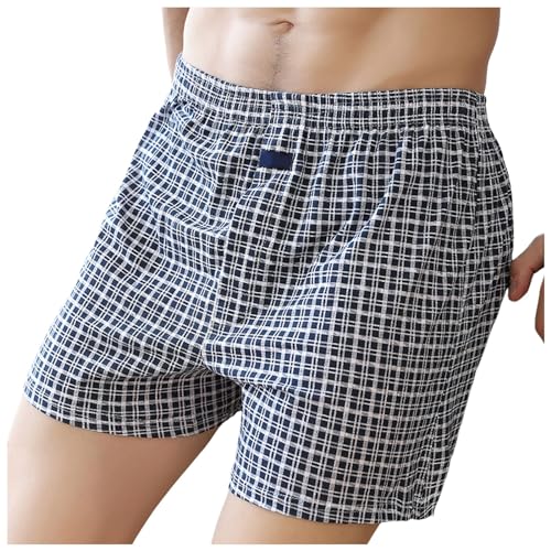 WKAYsIV Herren Unterwäsche Mit Baumwolle, große Größe, Unterwäsche, Boxershorts aus Baumwolle, Home-Pyjama, lässige Shorts Herren Unterhosen Weit(Marine,M)