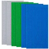 HOTUT Bauplatte Kompatibel mit Meisten Marken, 6 Platten-Set Classic Grundplatte 12.9 * 25.6 cm, Konstruktionsspielzeug für Kinder,Kreatives Lernspielzeug