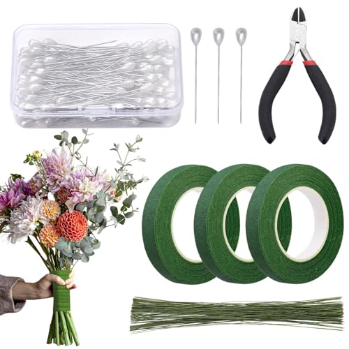 Blumenband für Blumensträuße, grünes Band, 1,2 cm breit, für Bastelarbeiten, Gartenarbeit, Fotoalben, Scrapbooking, Veredelungen, Tischdekoration, Karten