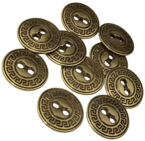 AERZETIX - C56621 - Satz von 10 Knöpfe zum nähen metallischen Ø20 mm mit 2 löchern - öffnung 3 mm - farbe antik gold - kurzwaren nähen kleidung handwerk jeans
