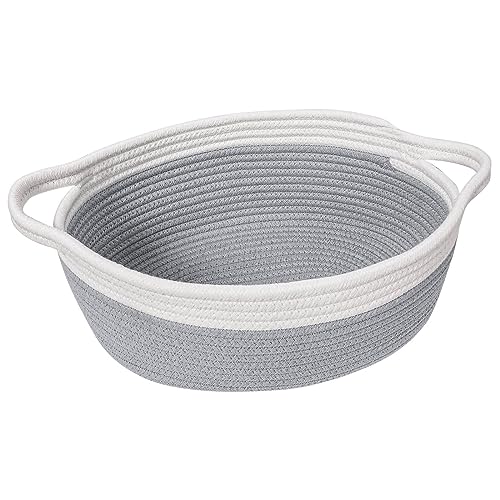 TIMEYARD Aufbewahrungskorb, Korb Geflochten, Geschenkkorb Leer, Spielzeug Korb, Baumwolle Organizer Korb für Windeln, Handtücher, Snacks, Hundespielzeug, Osterkorb, 30 x 20 x 12 cm, Grau