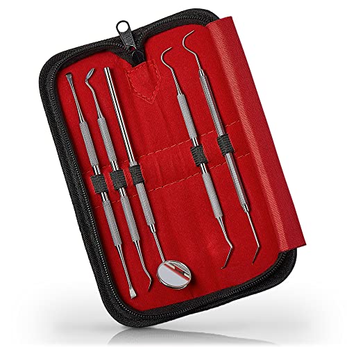 Sunglow 5er Zahnpflege Set | Dental Set mit Zahnspiegel und 4x Zahnsonde zur Zahnreinigung und als Zahnsteinentferner – Zahnreinigungsset aus hochwertigem Edelstahl für die ideal Mundpflege