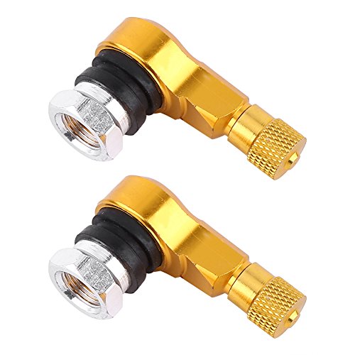 2 Stück 90 Grad Reifenventilschaft Keenso Universal Motorrad Aluminium Reifen Ventilschäfte Kappen 11,3 mm (Gold) Auto Karosserie Reparatur